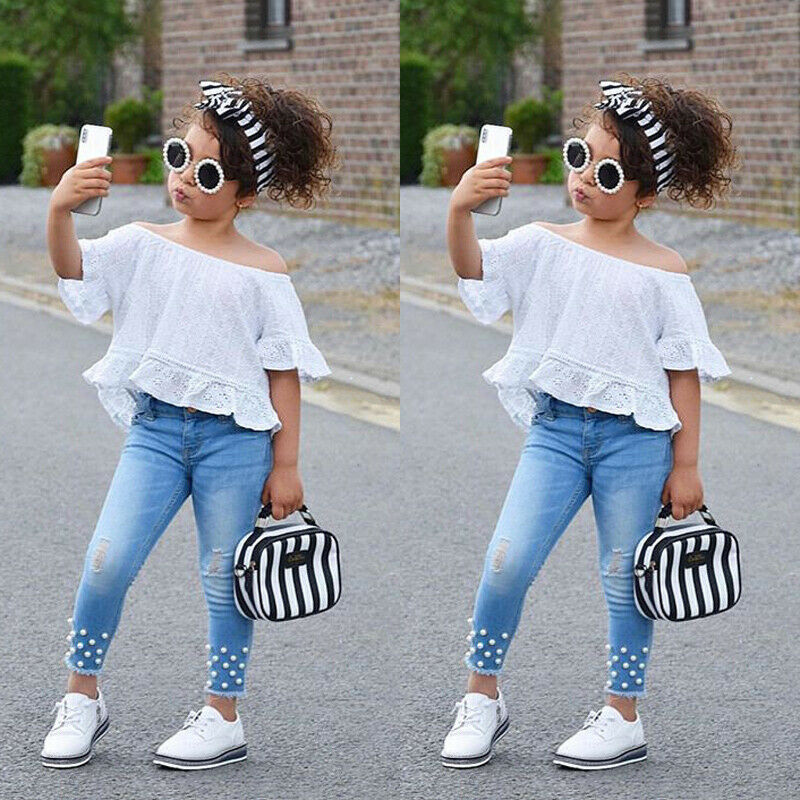 Girls Shirt and Jean Girl Kids Set Clothing