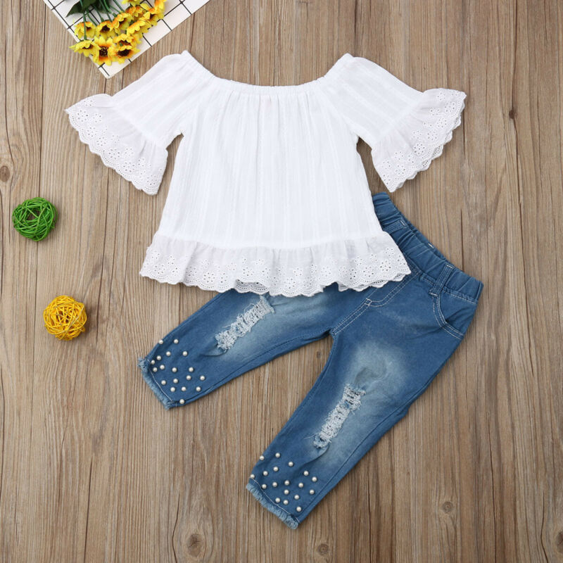 Girls Shirt and Jean Girl Kids Set Clothing