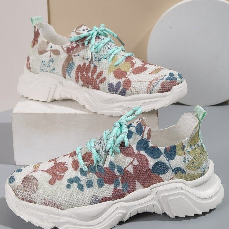 Casual New Running 3D Printed Flowers Slip-on Light Running Shoes