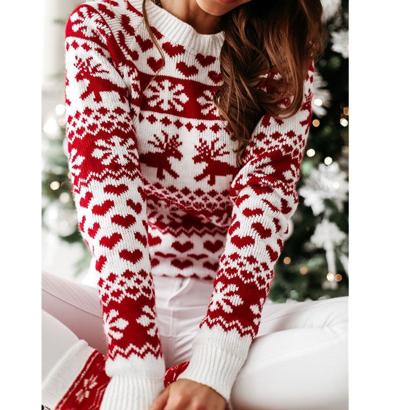 Christmas Elk Long Sleeve Knitted Sweater