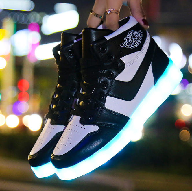 LED sports shoes sneakers high top USB