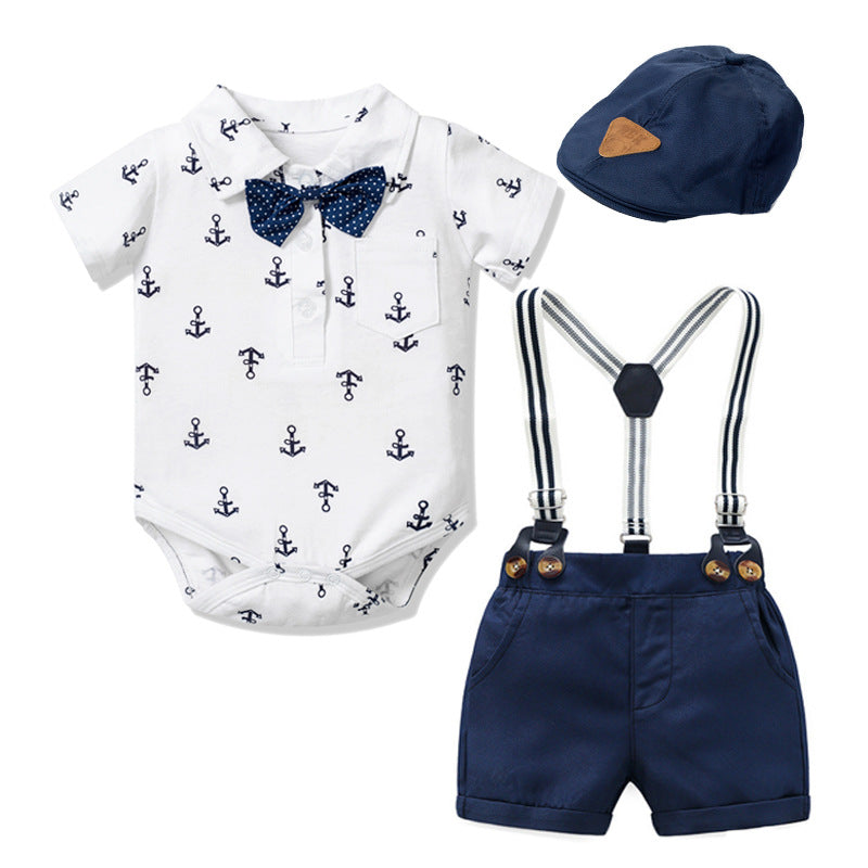 Baby Boy Gentleman Clothes Printed Triangle Romper