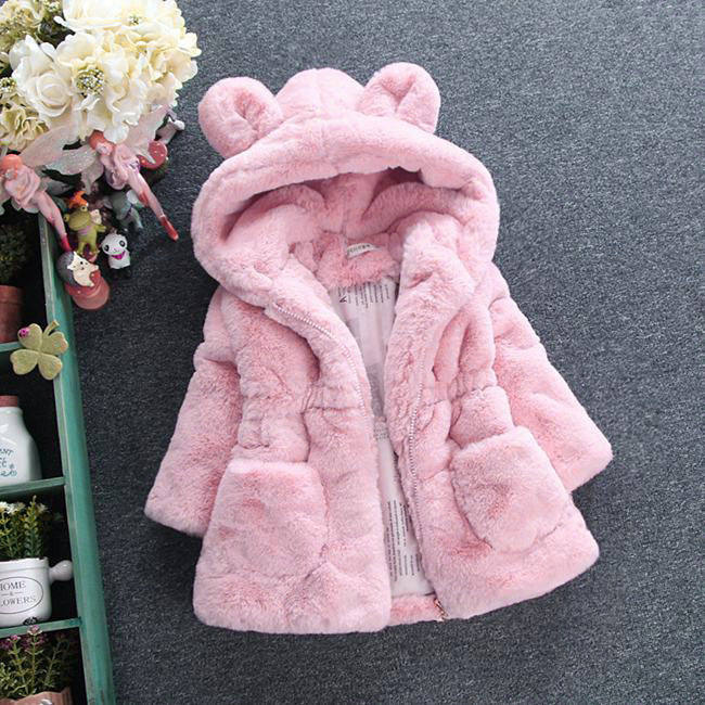 Girl's fur coat for autumn and winter