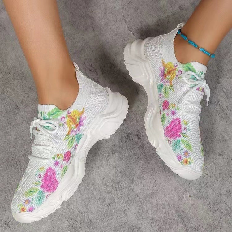 Casual New Running 3D Printed Flowers Slip-on Light Running Shoes