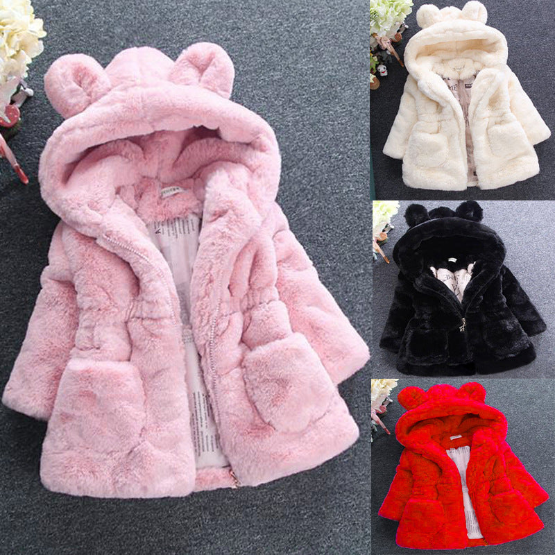 Girl's fur coat for autumn and winter