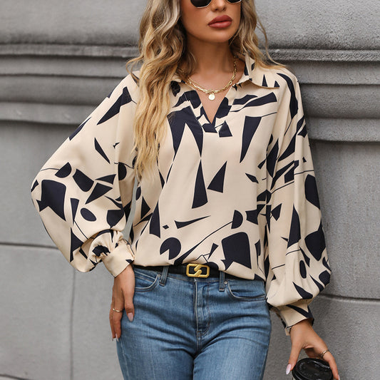 Women's Long-sleeved Printed Shirt