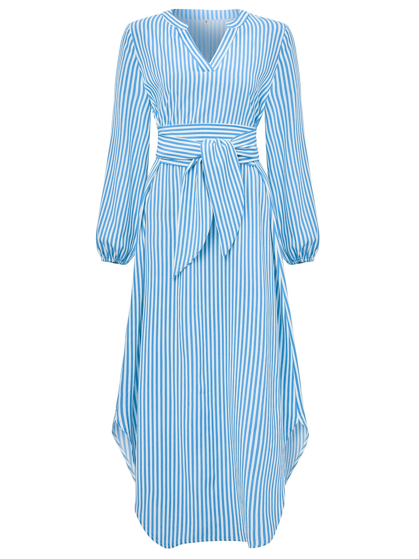 Women's V-neck Striped Tied Dress