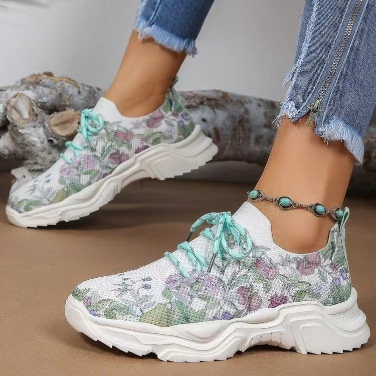 Casual New Running 3D Printed Flowers Slip-on Light Running Shoes