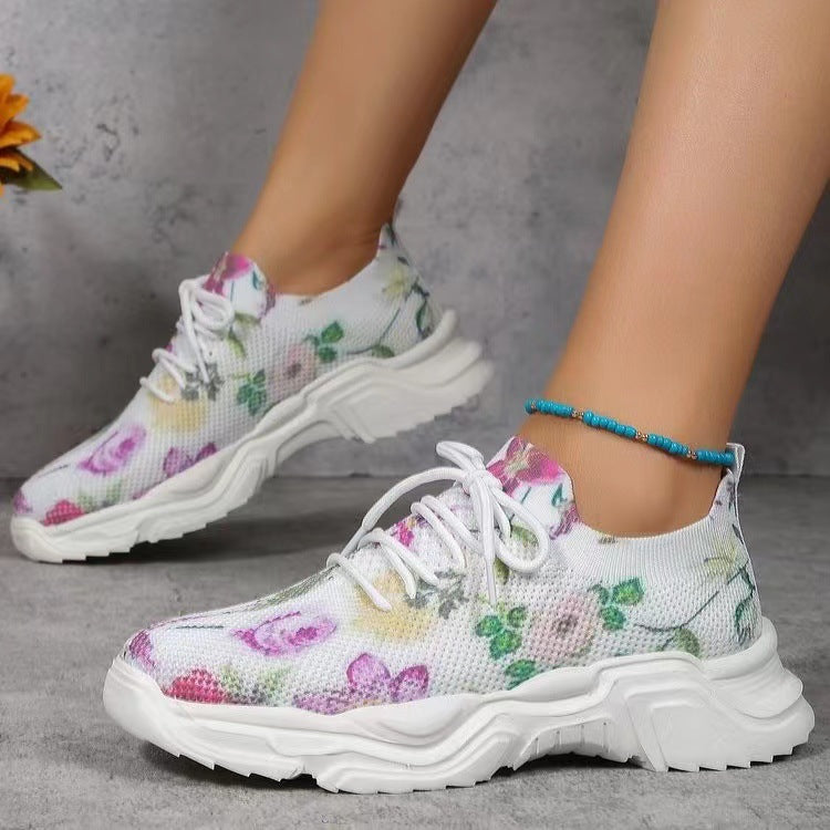 Casual New Running 3D Printed Flowers Slip-on Light Running Shoes